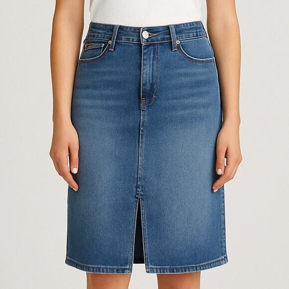 7 For All Mankind Denim Skirt Front Slit - Picture 1 of 9